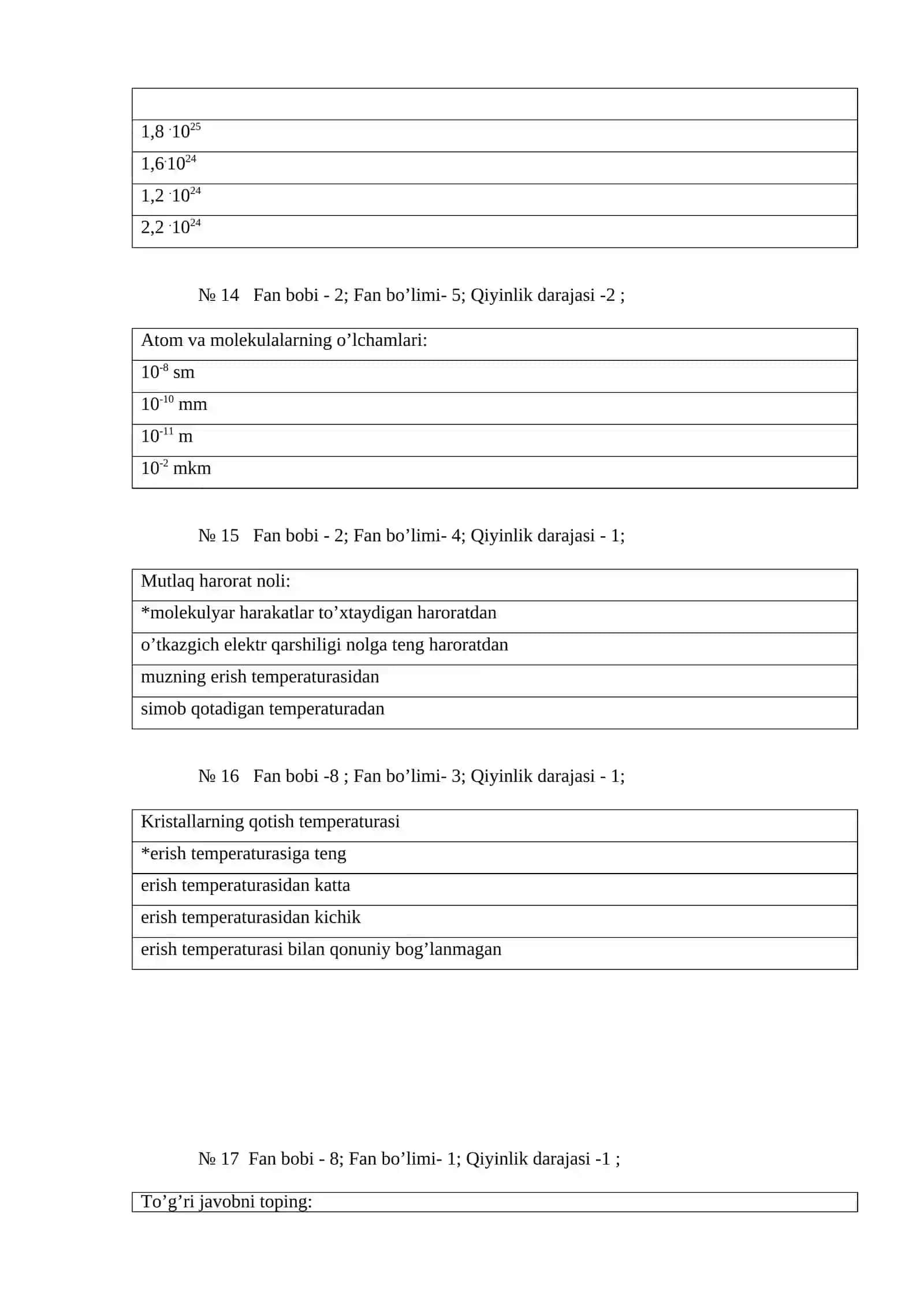 MOLEKULYAR FIZIKA test savollari 4