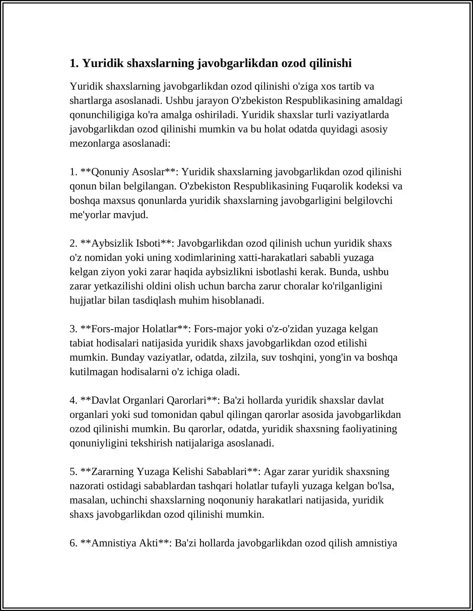 YARASHILGANLIGI MUNOSABATI BILAN JAVOBGARLIKDAN OZOD QILISH 4