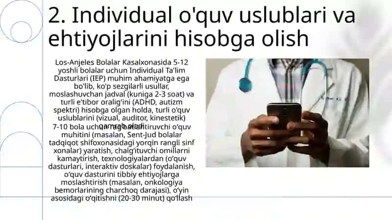 Tibbiyot muassasasida uzoq davolanayotgan bolalar uchun taʼlim muhitini yaratish 4