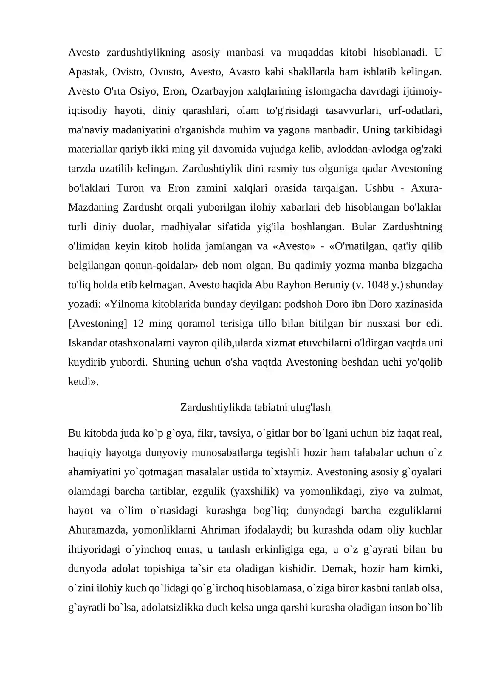 Zardushtiylikda tabiatning ulug’lanishi 4