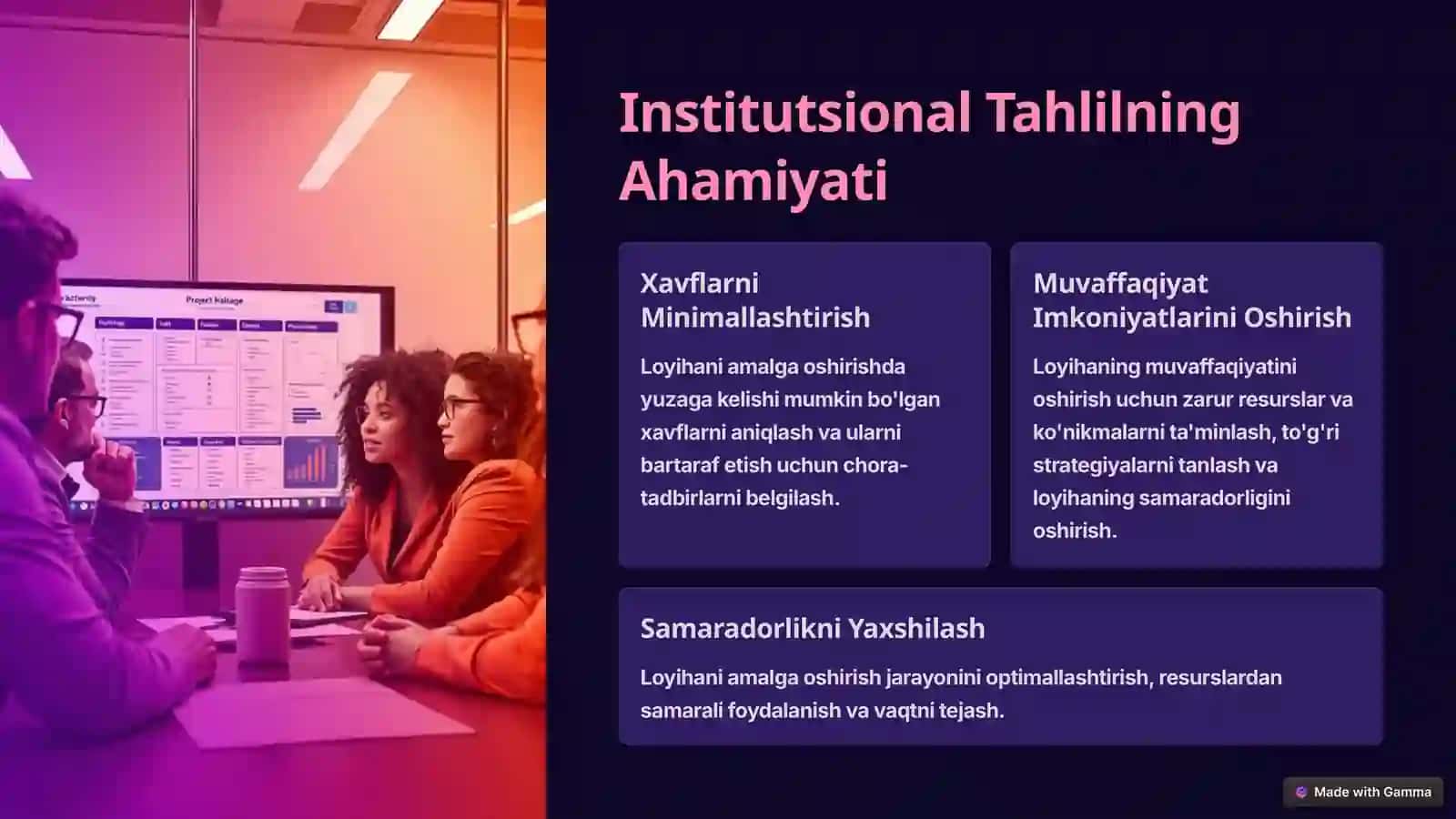 Loyihalarni Institutsional Tahlil Qilish 4