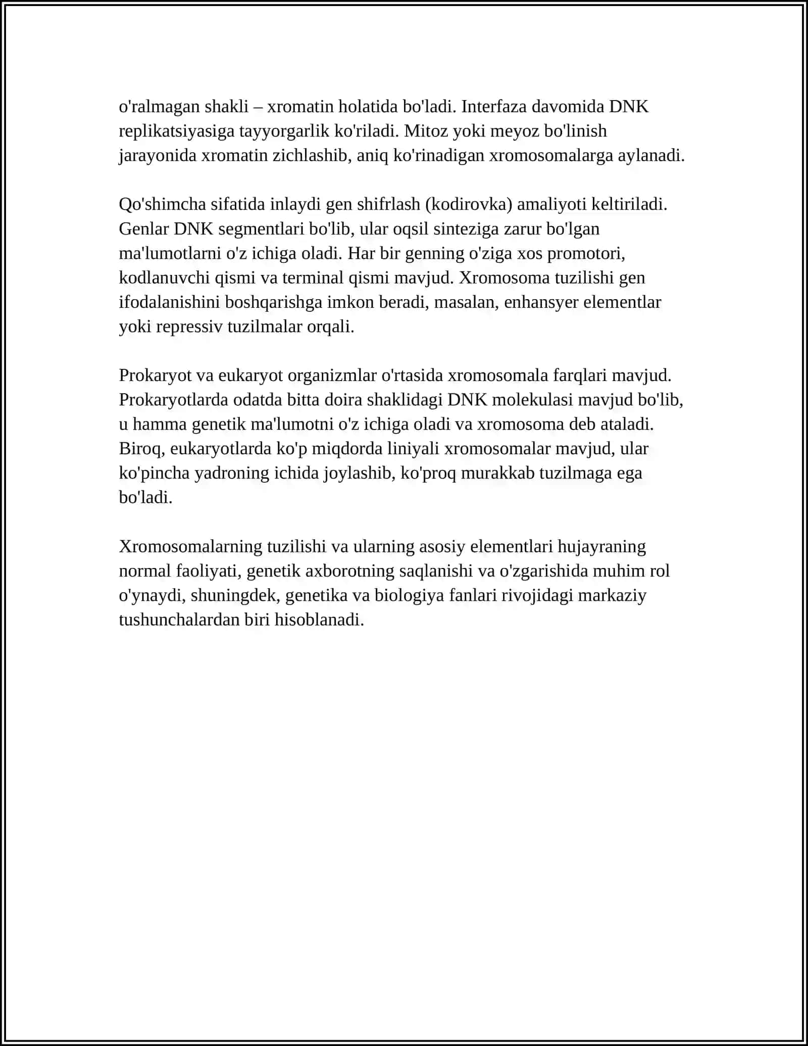 TIRIK MAVJUDOTLAR XROMALARINING TUZILISH SONI VA GENETIK XARITALASHDAGI AHAMIYATI 4