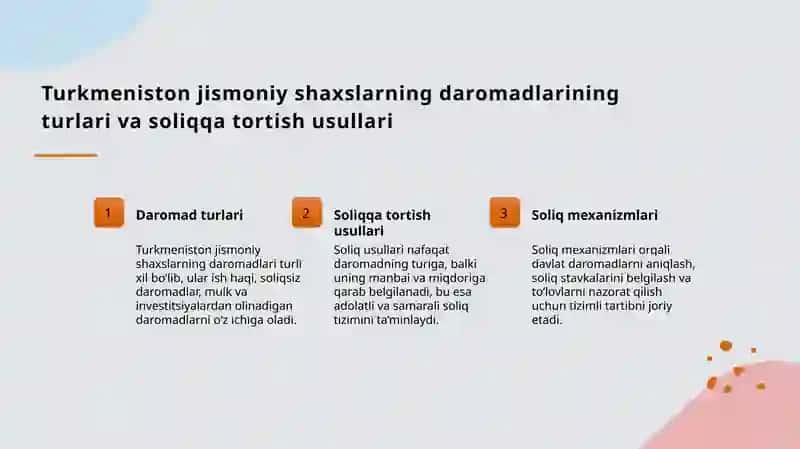 Turkmaniston Resbublikasi soliq tizimi jismoniy shaxslarni soliqqa tortish mexanizmi 4
