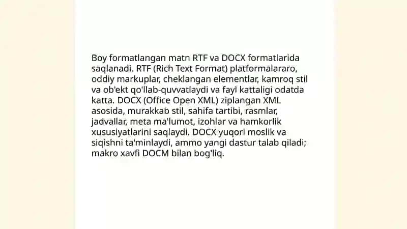 Oddiy matn Formatlashi 4