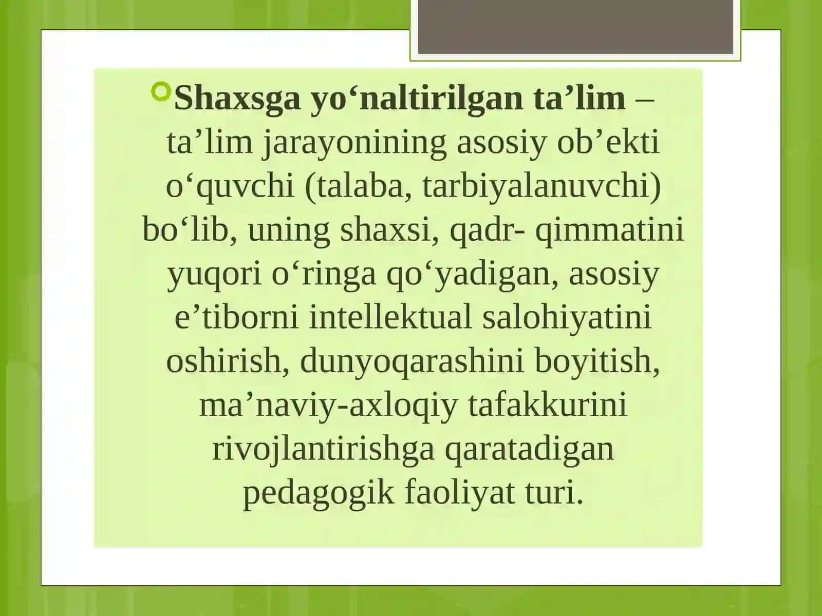 Shaxsga yoʻnaltirilgan yondashuv asosida taʼlim va tarbiya jarayonini rejalashtirish 4