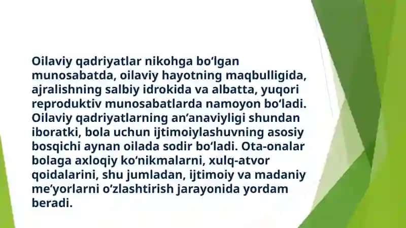 Oilaning qadriyatga doir jihatlari 4