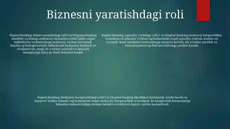 Kapital Banking Iqtisodiyotda Tutgan Órni 4