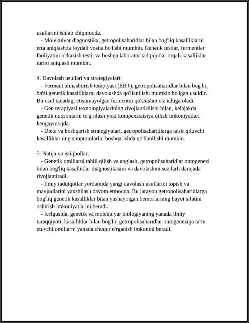 GETROPOLISAHARIDLARNI ONTOGENEZIDA GENETIK OMILLARNING KASALLIKLARDA O'ZGARISHLARI 4