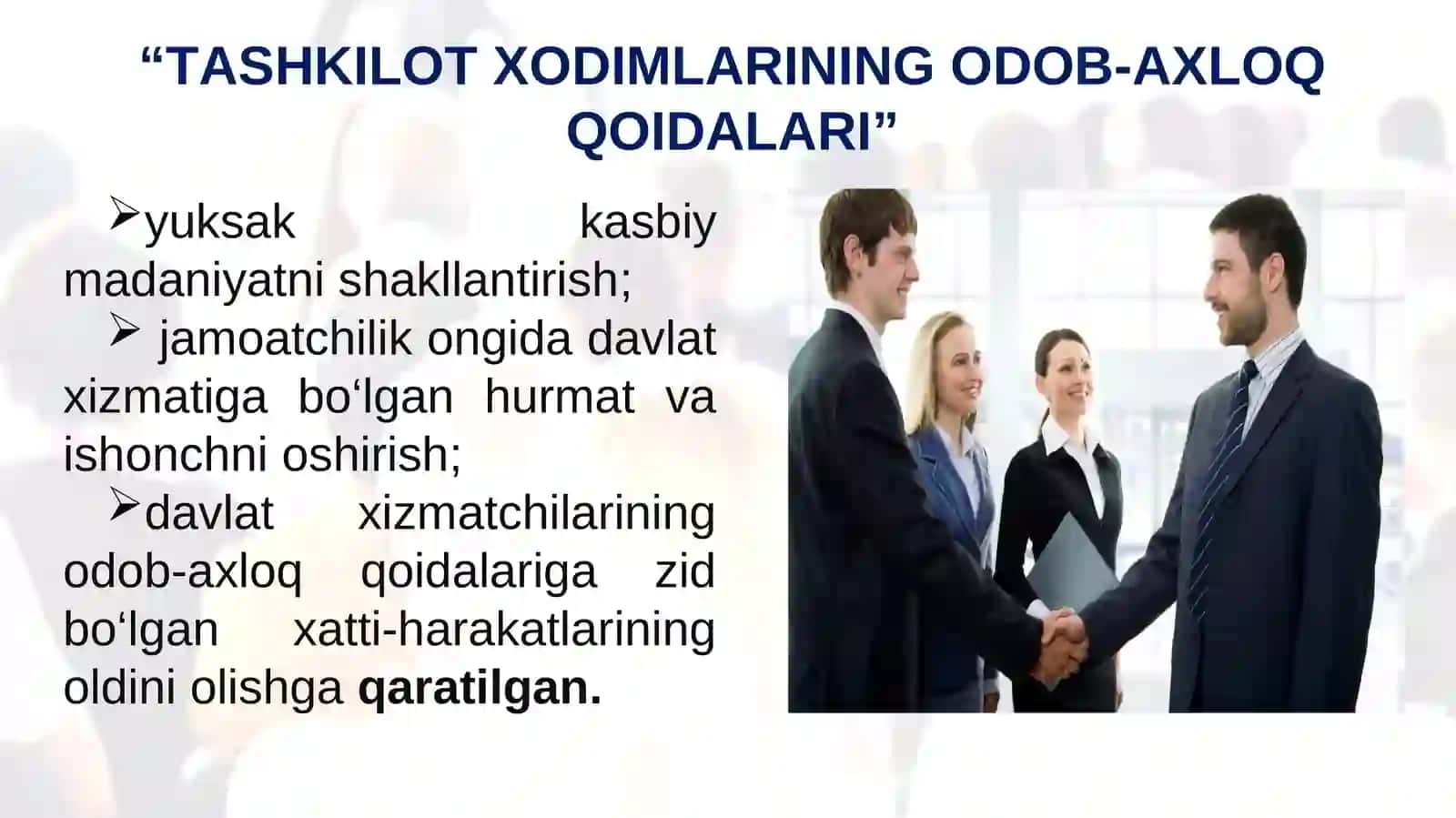 Odob-axloq qoidalari va ularga rioya qilmaslik uchun javobgarlik 4