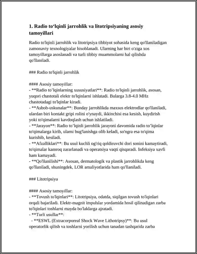 RADIO TOʻLQINLI JARROHLIK.LITOTRIPSIYA 4