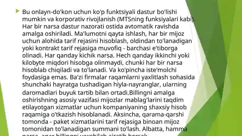 Billing tizimini ishlash texnologiyasi va iqtisodiyotda qo’llash salmog’i 4