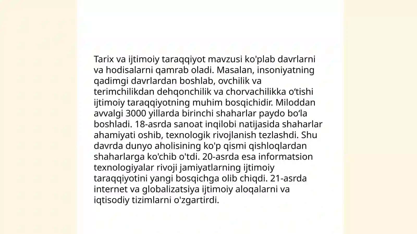 Jamiyat taraqqiyotida tarixning mazmuni yoʻnalishlari va konvestitsiyalari 4