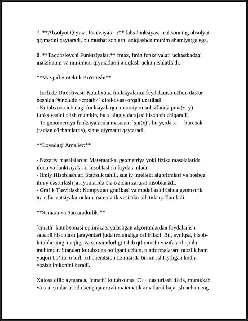 C++ MATEMATIK KUTUBXONA FUNKSIYALARI 4