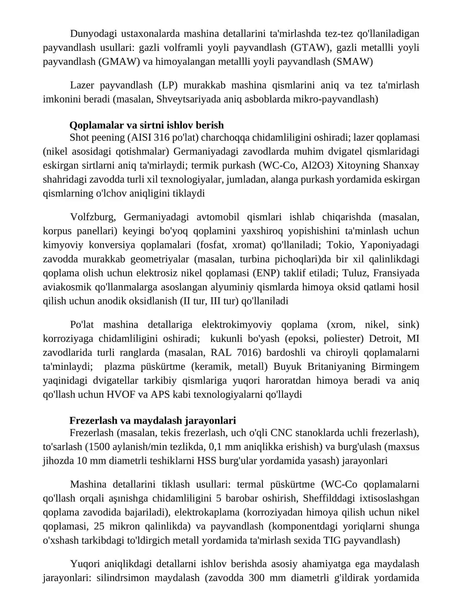 Mashina detallarini qayta tiklash usullari va ularni tahlil qilish 4