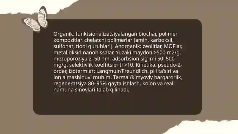 Tuproq suvning ifloslanishidan ionlar bog'lanishini birikmalarini tozalash g'oyasini ishlab chiqish 4