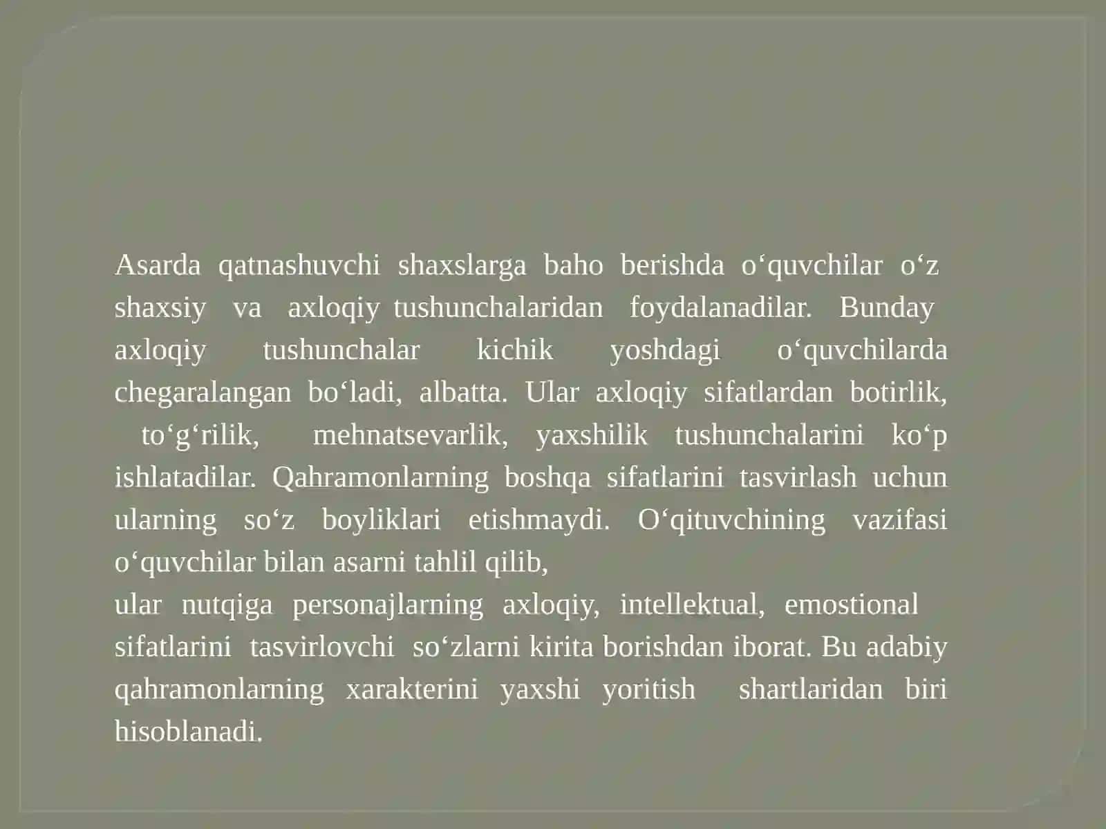 BOSHLANG‘ICH SINFLARDA BADIIY ASARNI TAHLIL QILISHNING ADABIY ASOSLARI 4