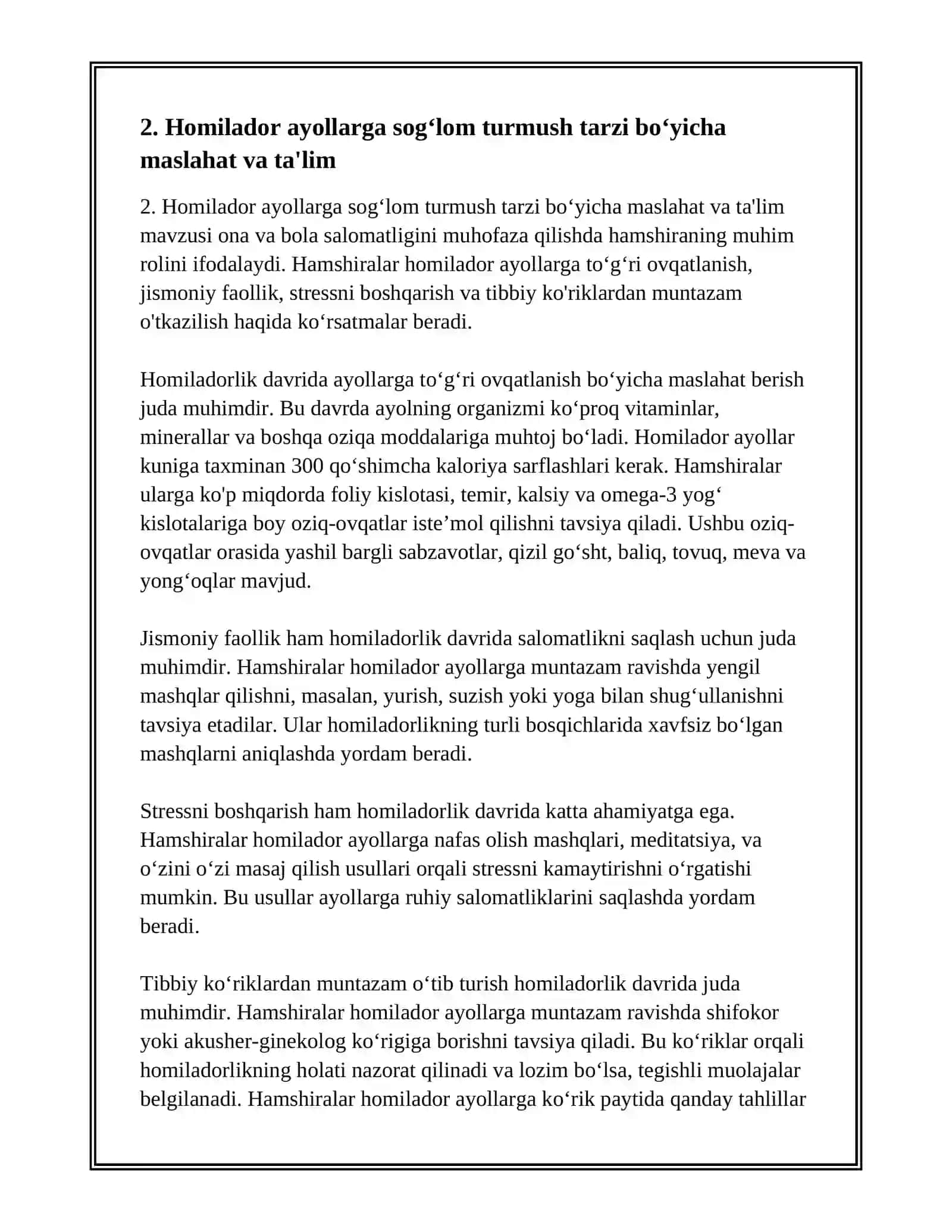 ONA VA BOLA SALOMATLIGINI MUHOFAZA QILISHDA HAMSHIRANING URNI VA BOLALIK DAVRLARI 4
