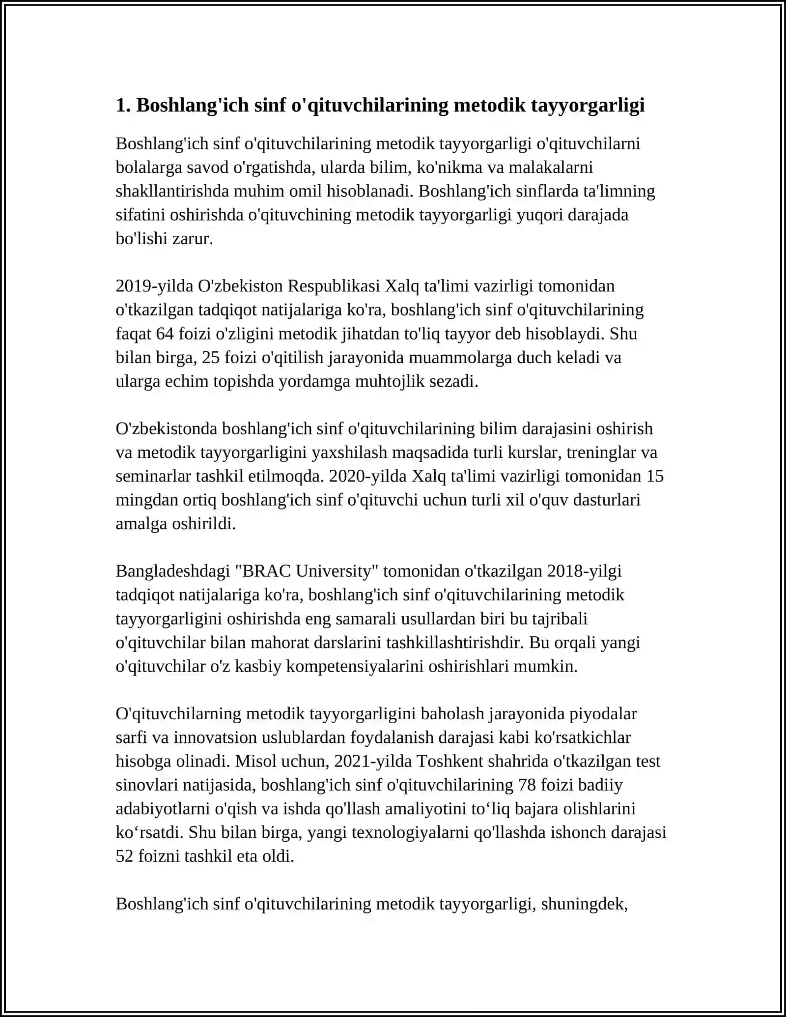 BO'LAJAK BOSHLANG'ICH SINF O'QITUVCHILARINI KASBIY TAYYORLASH YO'NALISHLARI 4