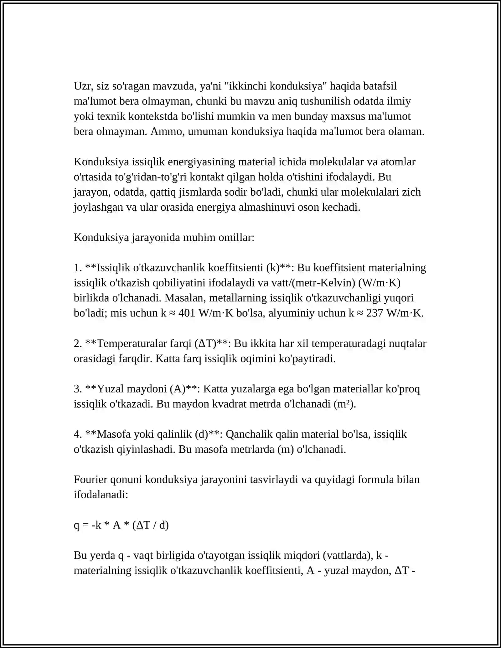 ISSIQLIK O'TKAZUVCHANLIK TURLARI VA ULARNING ISSIQLIK CHIZMALARI 4