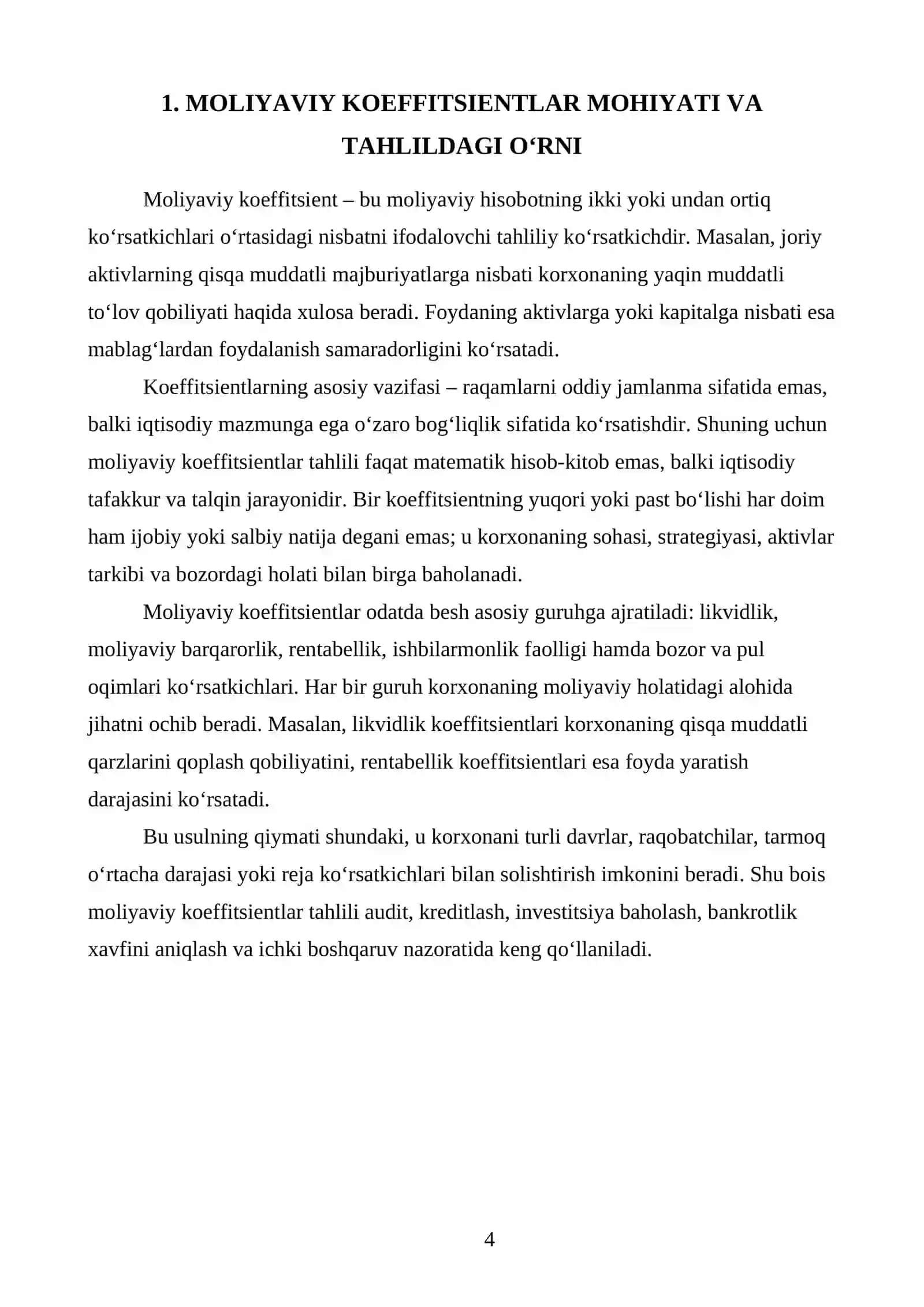 Moliyaviy koeffitsientlarning tahlil usuli 4