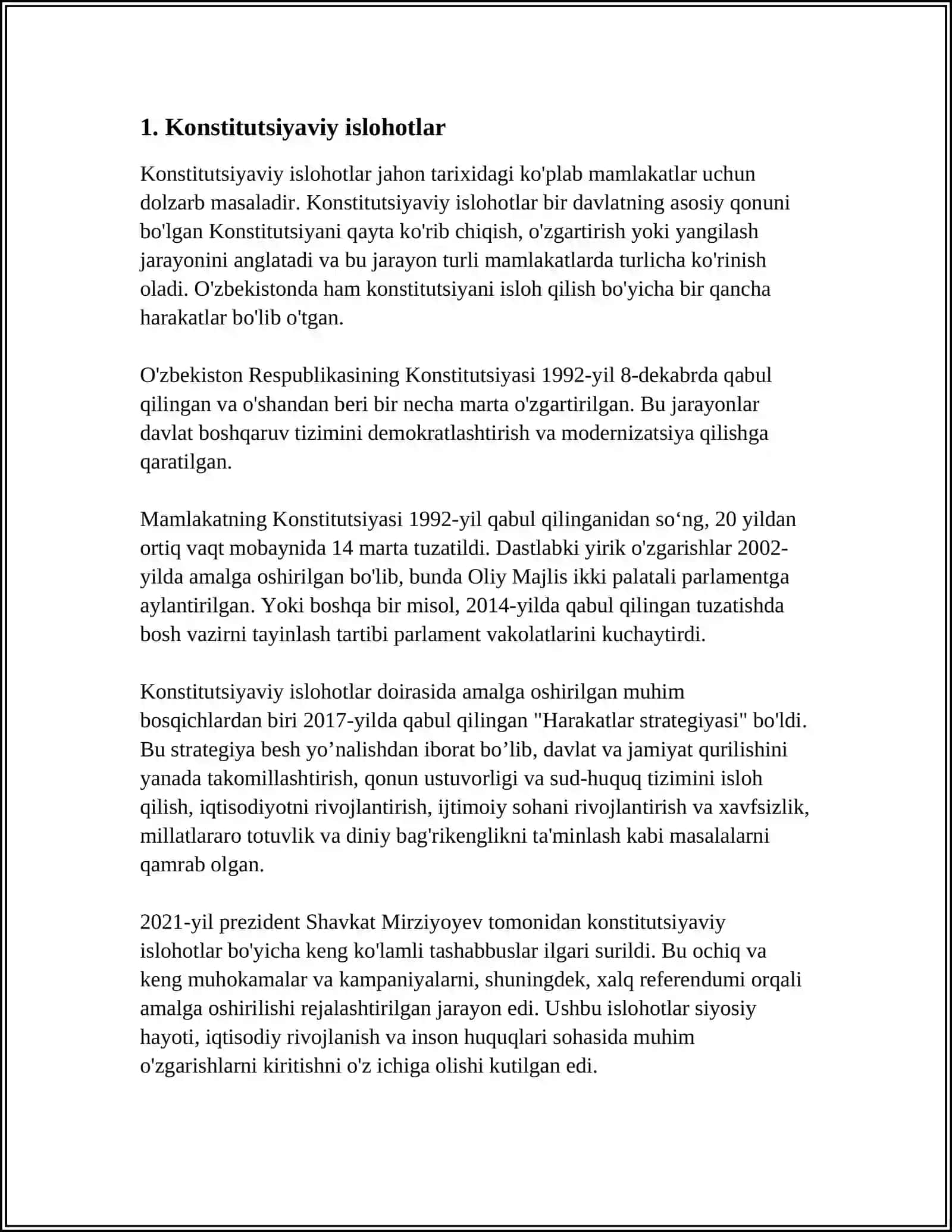 MUSTAQILLIK YILLARIDA DAVLAT BOSHQARUVI TIZIMIDA AMALGA OSHIRILGAN ISLOHATLAR 4