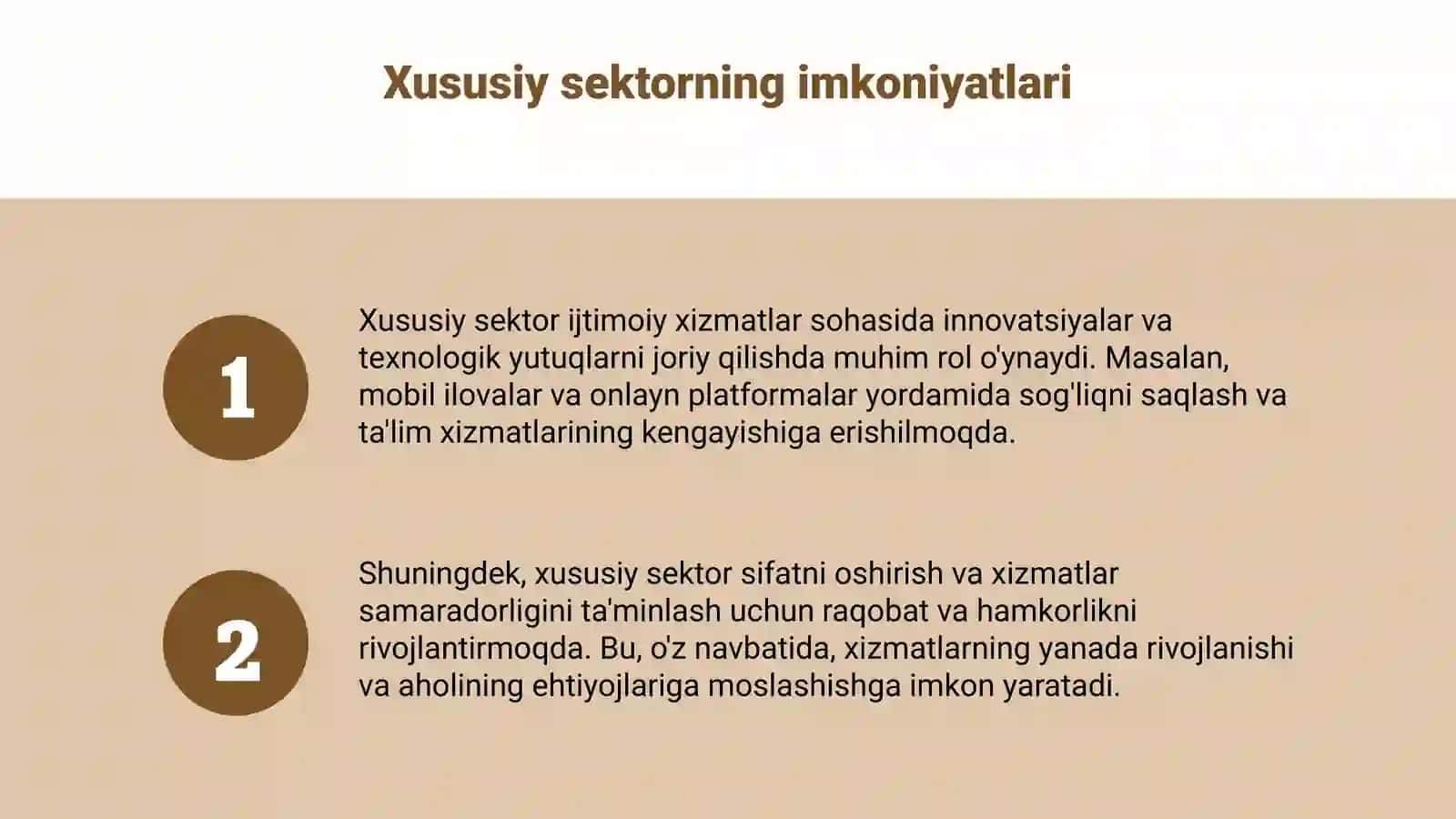 Xususiy sektorning ijtimoiy xizmatlardagi roli va imkoniyatlari 4