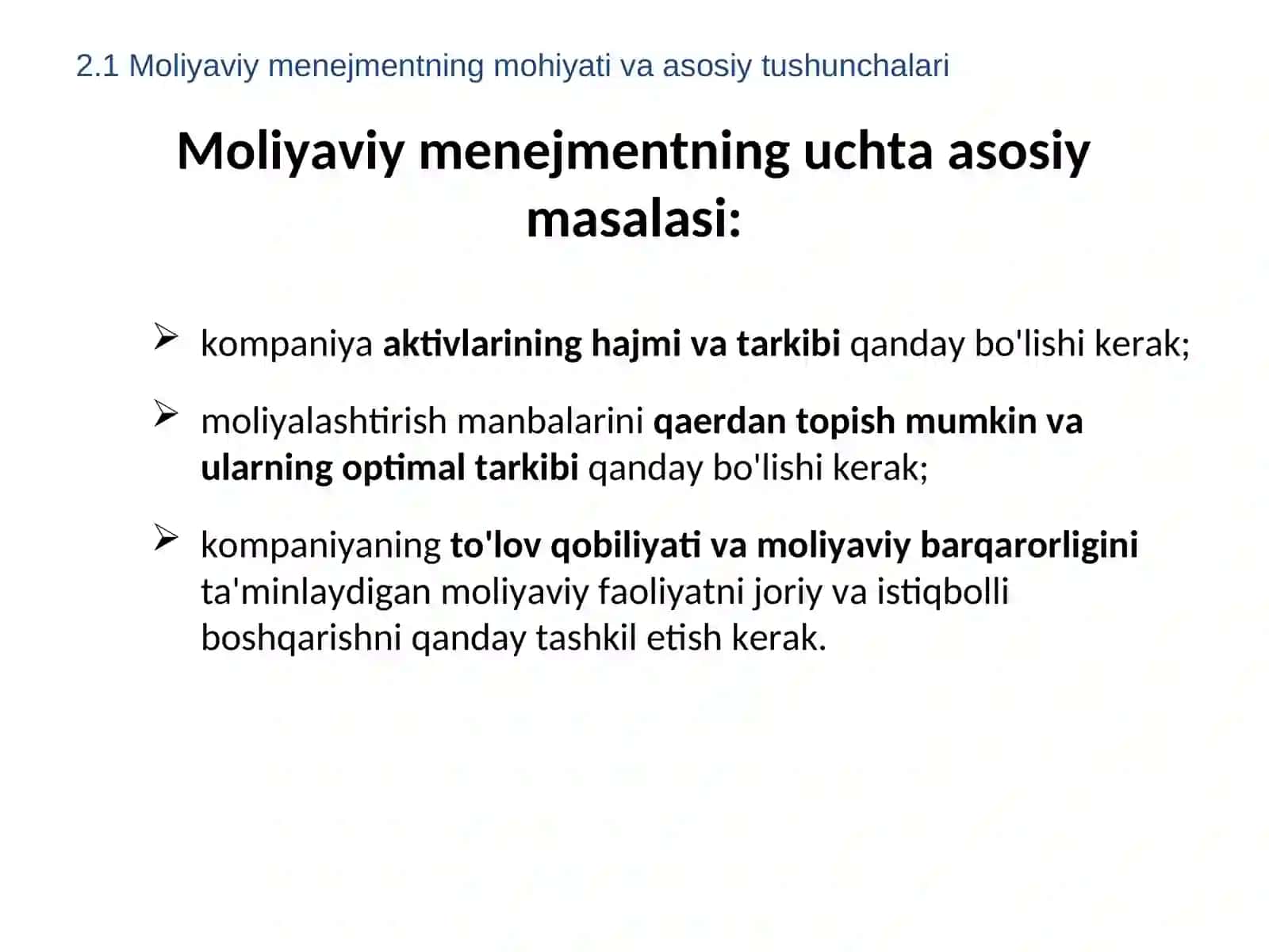 moliyaviy menejmentning kontseptual asoslari 4