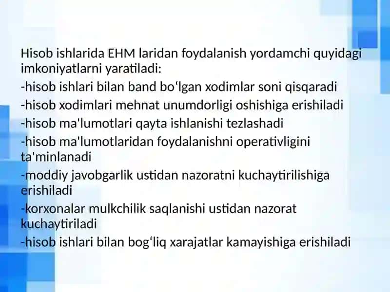 BUXGALTERIYA  HISOBINING  INFORMATSION  TEXNOLOGIYALARGA  ASOSLANGAN  HAMDA  SODDALASHTIRILGAN  SHAKLLARI 4