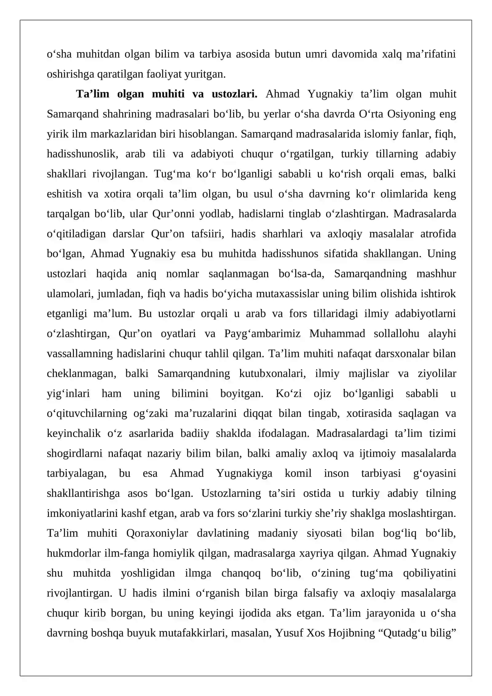 Ahmad Yugnakiy (XII–XIII asr) ilmiy merosi 4