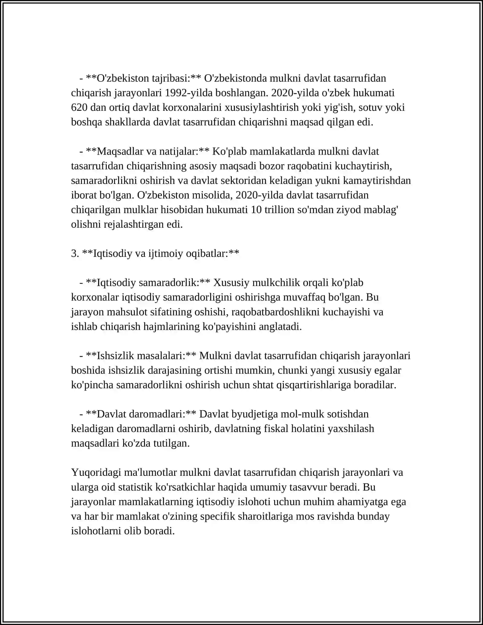 MULKNI DAVLAT TASARRUFIDAN CHIQARISH VA NODAVLAT SHAKLLARIGA O‘TKAZISH JARAYONLARI 4