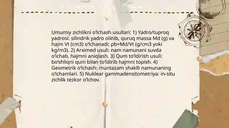 Kon jinslari mexanikasi zichlik va mustahkamlikni aniqlash usullari 4