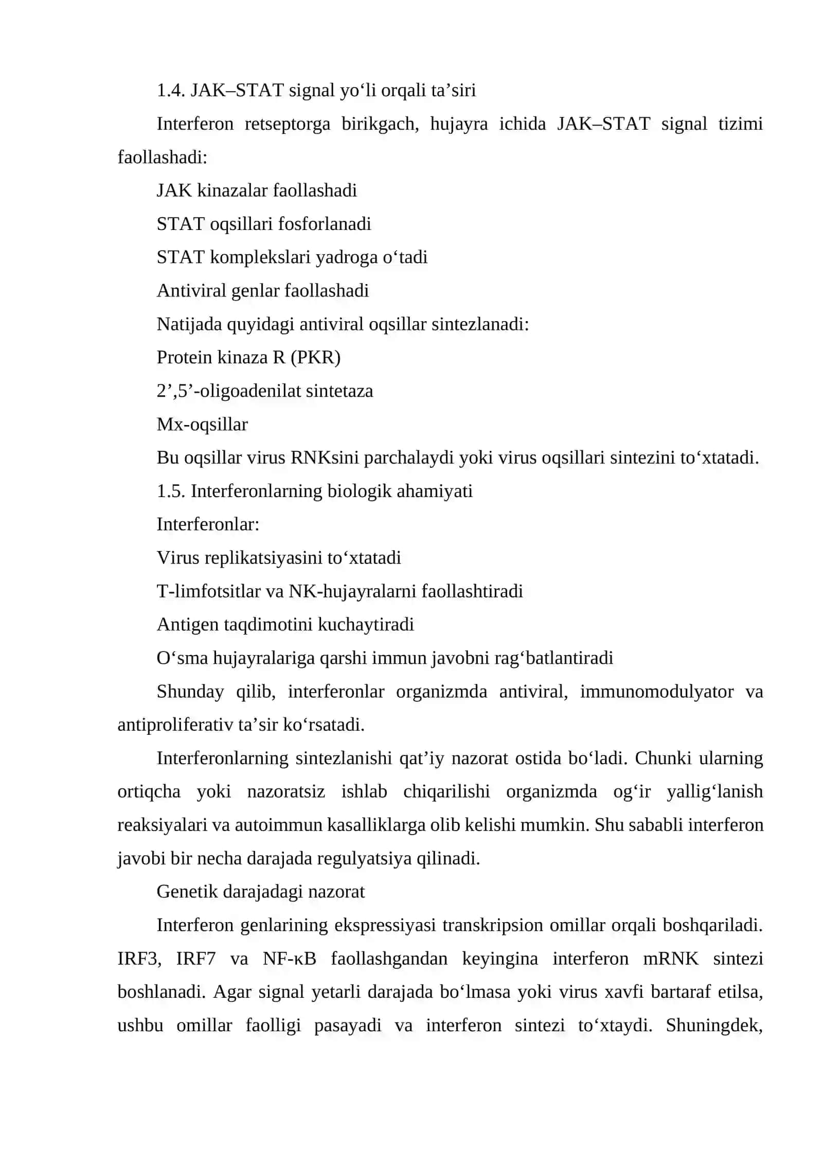 Interferon va Sitokenlar sintezlanishi ta'sir mexanzmi 4