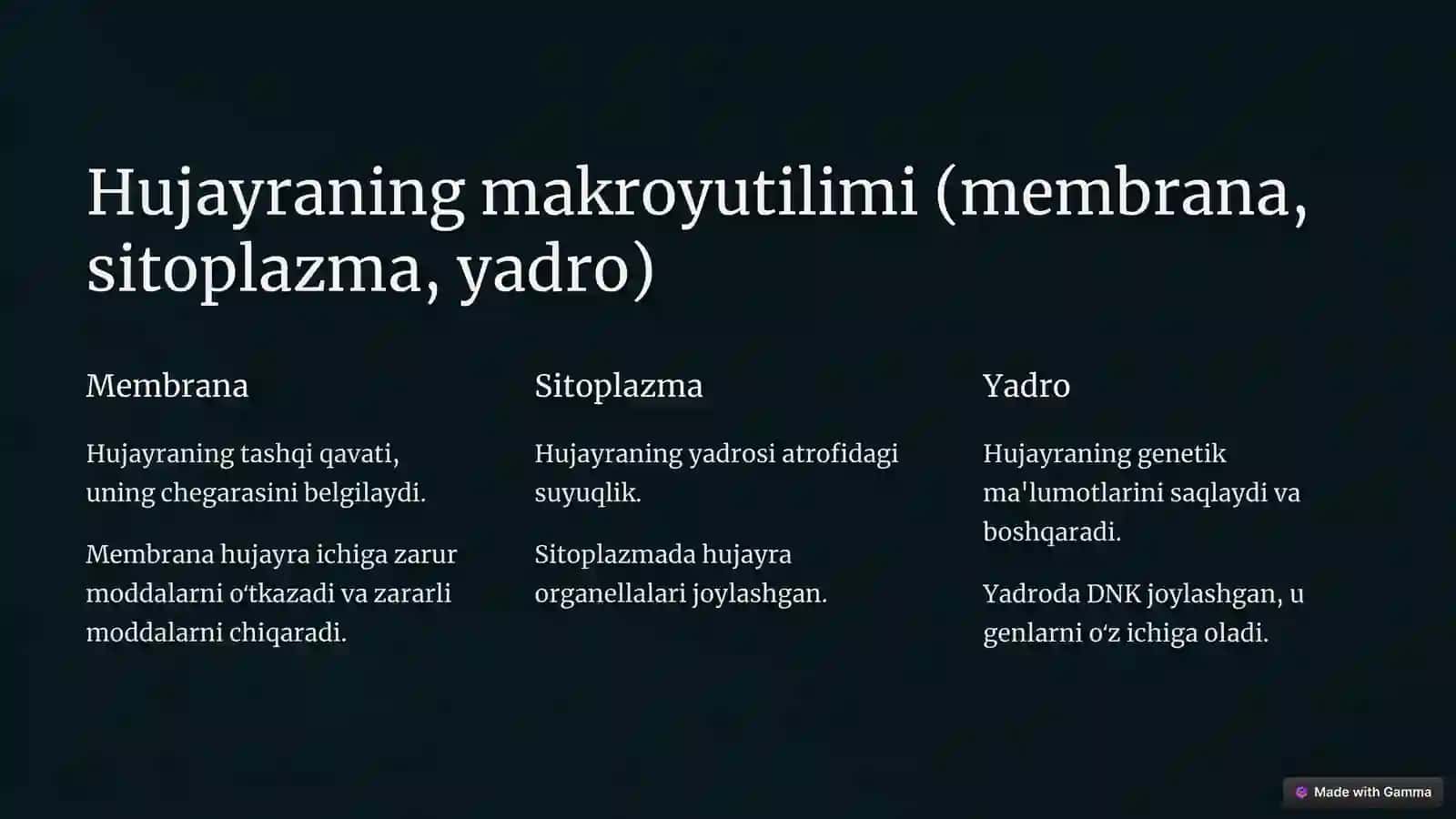 Hayvon organizmi hujayrasi va to'qimalarining tuzilishi va rivojlanish shartlari 4