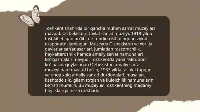 Toshkent shahrida joylashgan muzeylarga tashrif 4