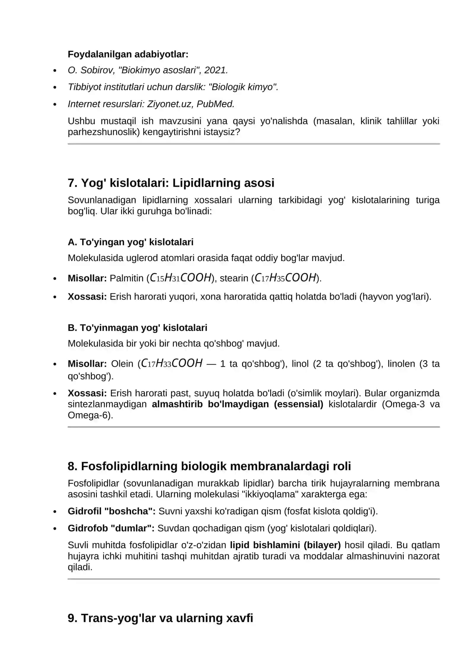 Sovunlanadigan va sovunlanmaydigan lipidlar, ularning tuzilishi va xossalari 4