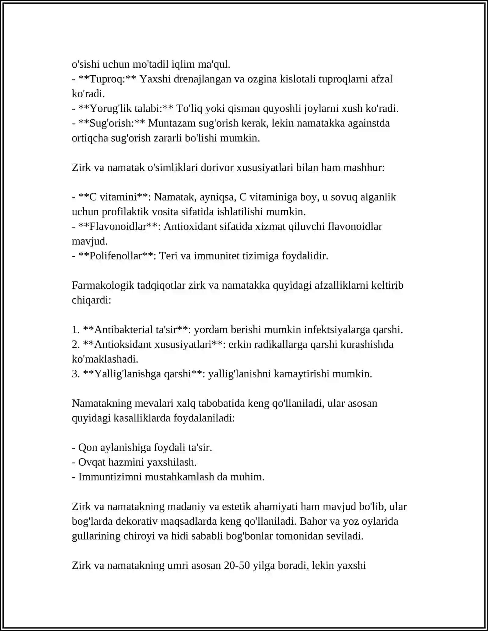 Zirk va Namatak Biologik Xususiyatlari 4