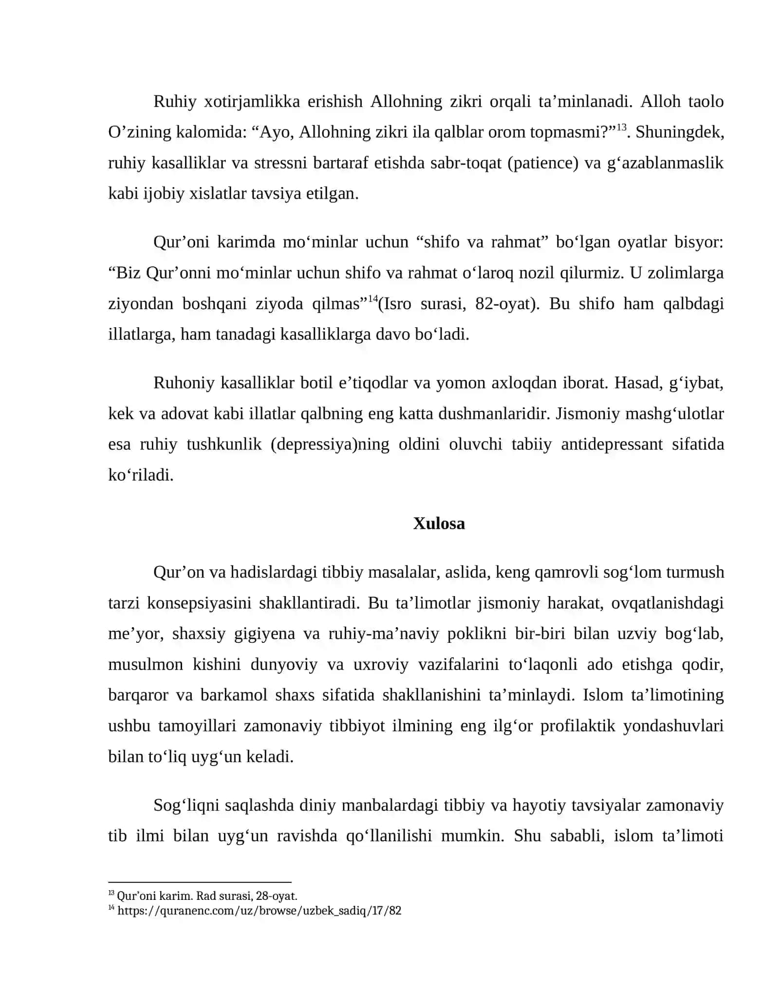 QUR'ON VA HADISLARDA TIBBIY MASALALAR: ISLOMDA SALOMATLIK KONSEPSIYASI 4