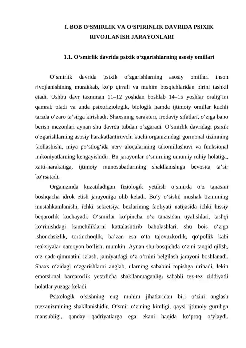 Oʻsmirlik, oʻspirinlik va yoshlik davrlarida inson psixikasining oʻzgarishlari va rivojlanish jarayonlarining xususiyatlari 4