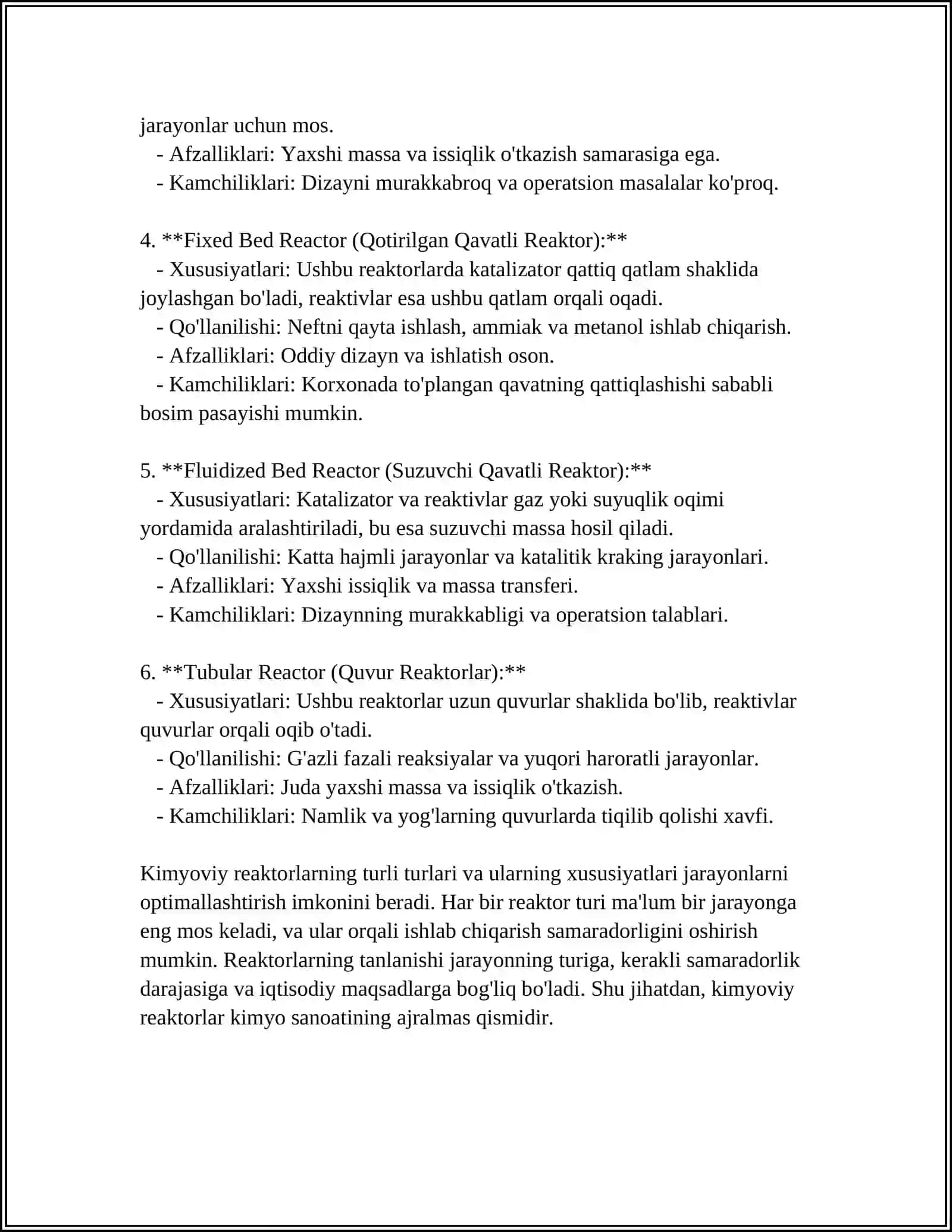 KIMYOVIY REAKTORLAR DIZAYNINI OPTIMALLASHTIRISH 4