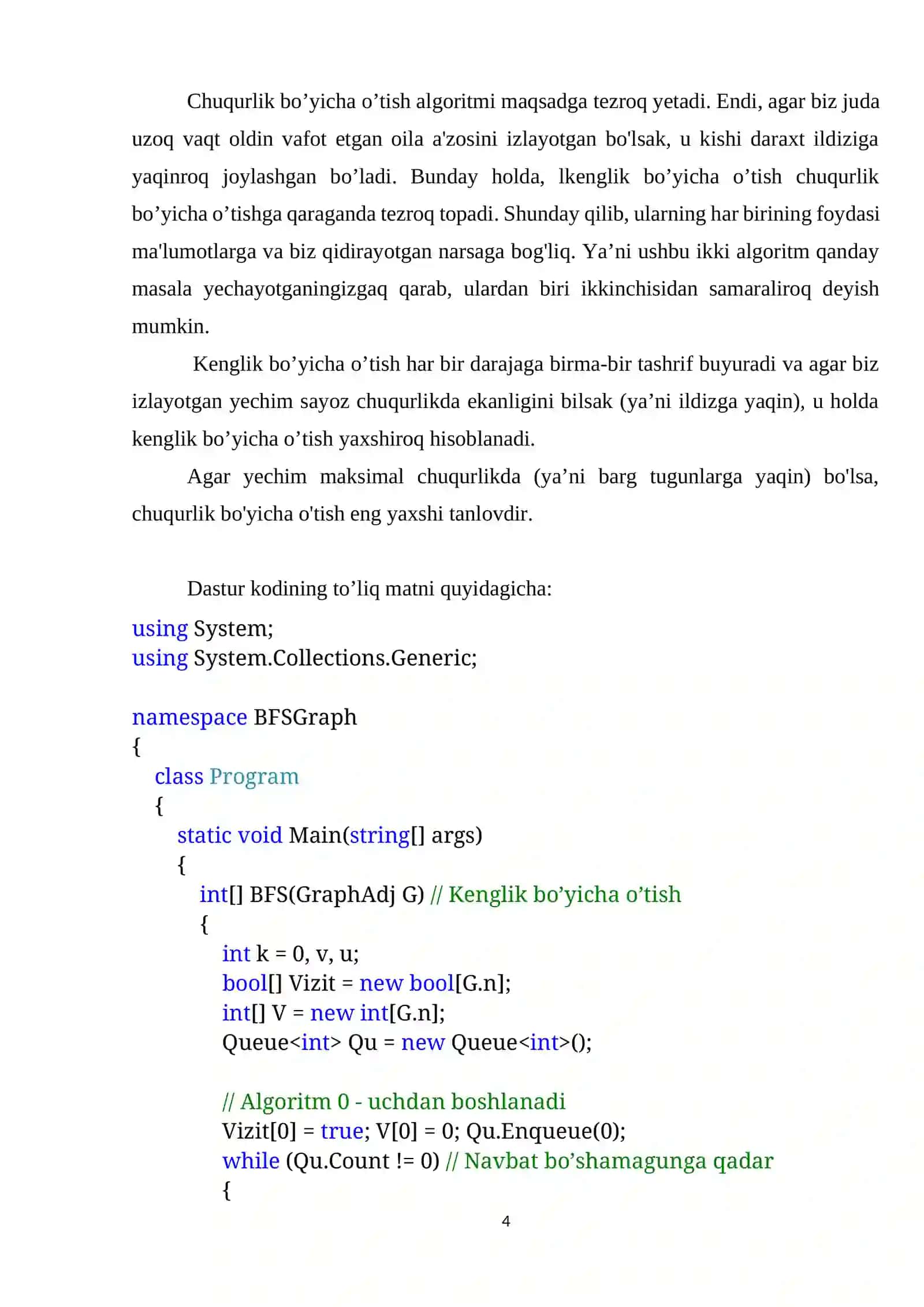 Kenglik bo’yicha o’tish (qidiruv) 4
