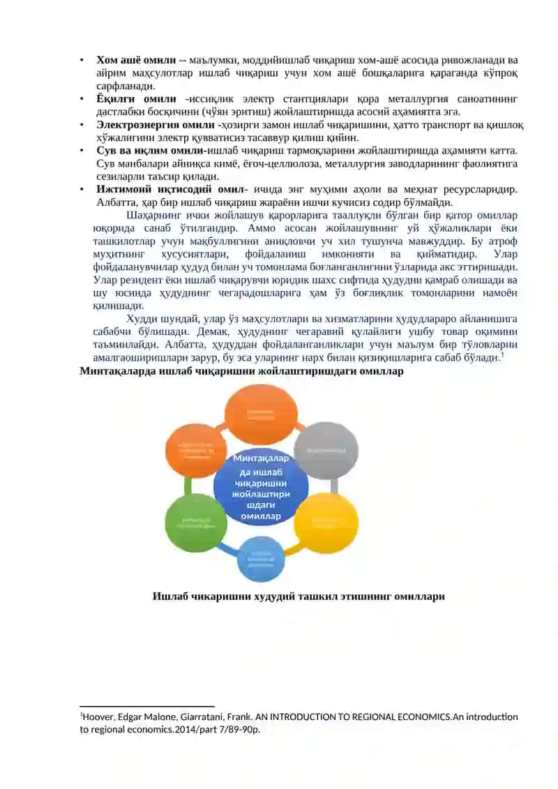MINTAQALARDA ISHLAB CHIQARISHNI JOYLASHTIRISH VA UNI HUDUDIY TASHKIL QILISHNING ILMIY-USLUBIY ASOSLARI 4
