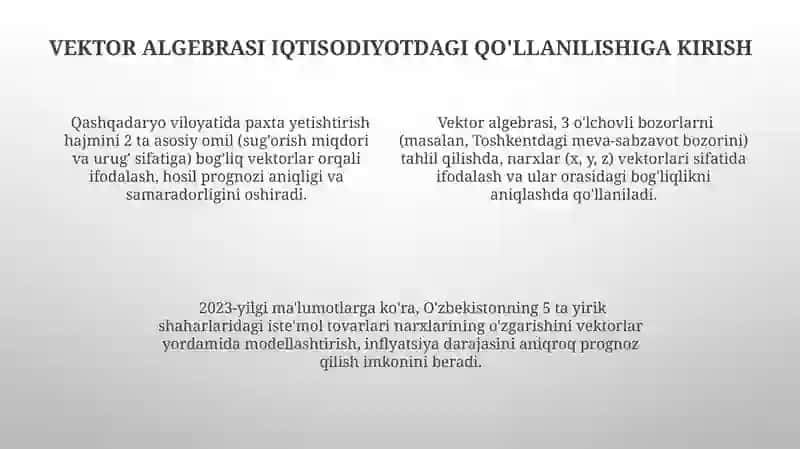 Vektorlar algebrasining iqtisodiy masalalarga tadbiqlari 4