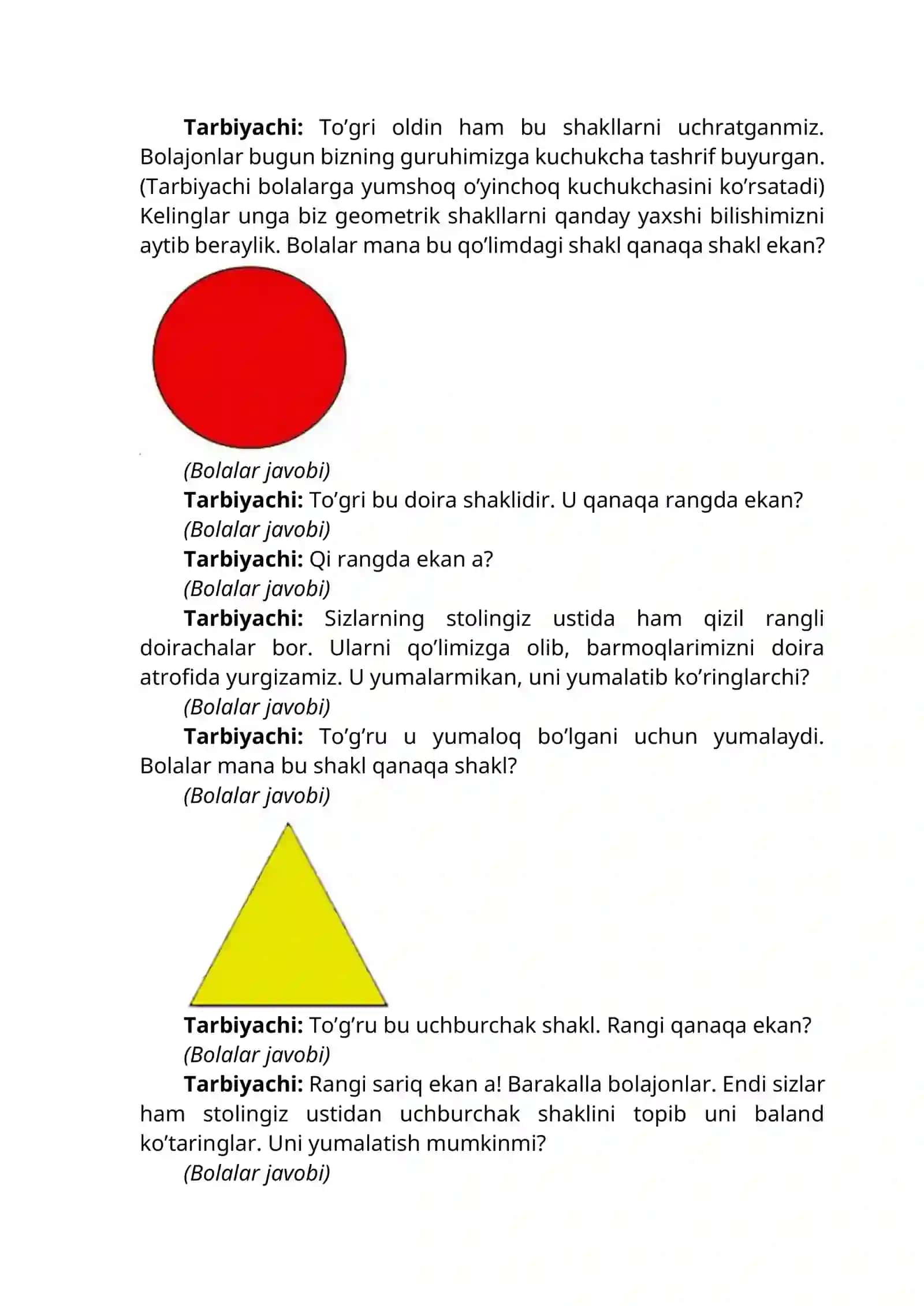 “Quvnoq doira, kvadrat, uchburchak shakllari.” mavzusida mashg‘ulot ishlanmasi 4