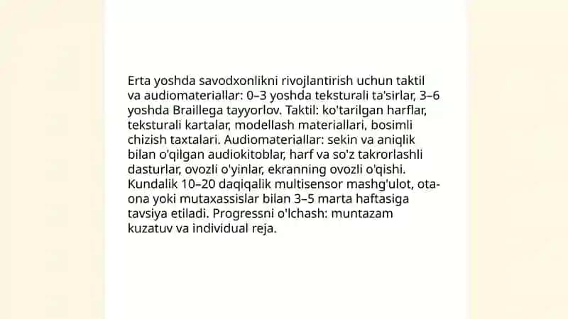 Ko'zi ojiz bolalarni savodga o'rgatish 4