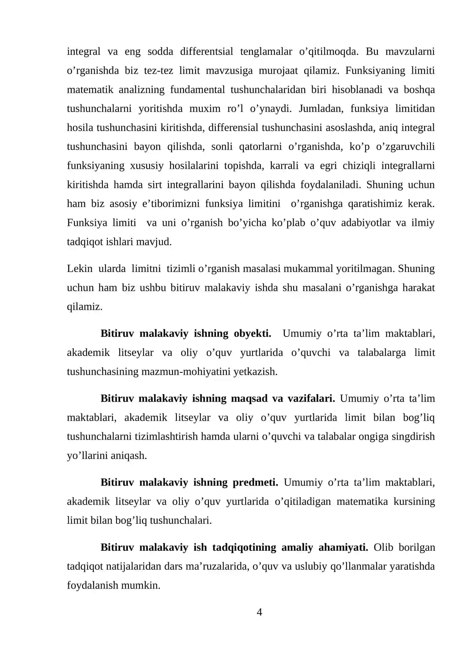 Funksiya limiti va uni o’rganish uslublari 4