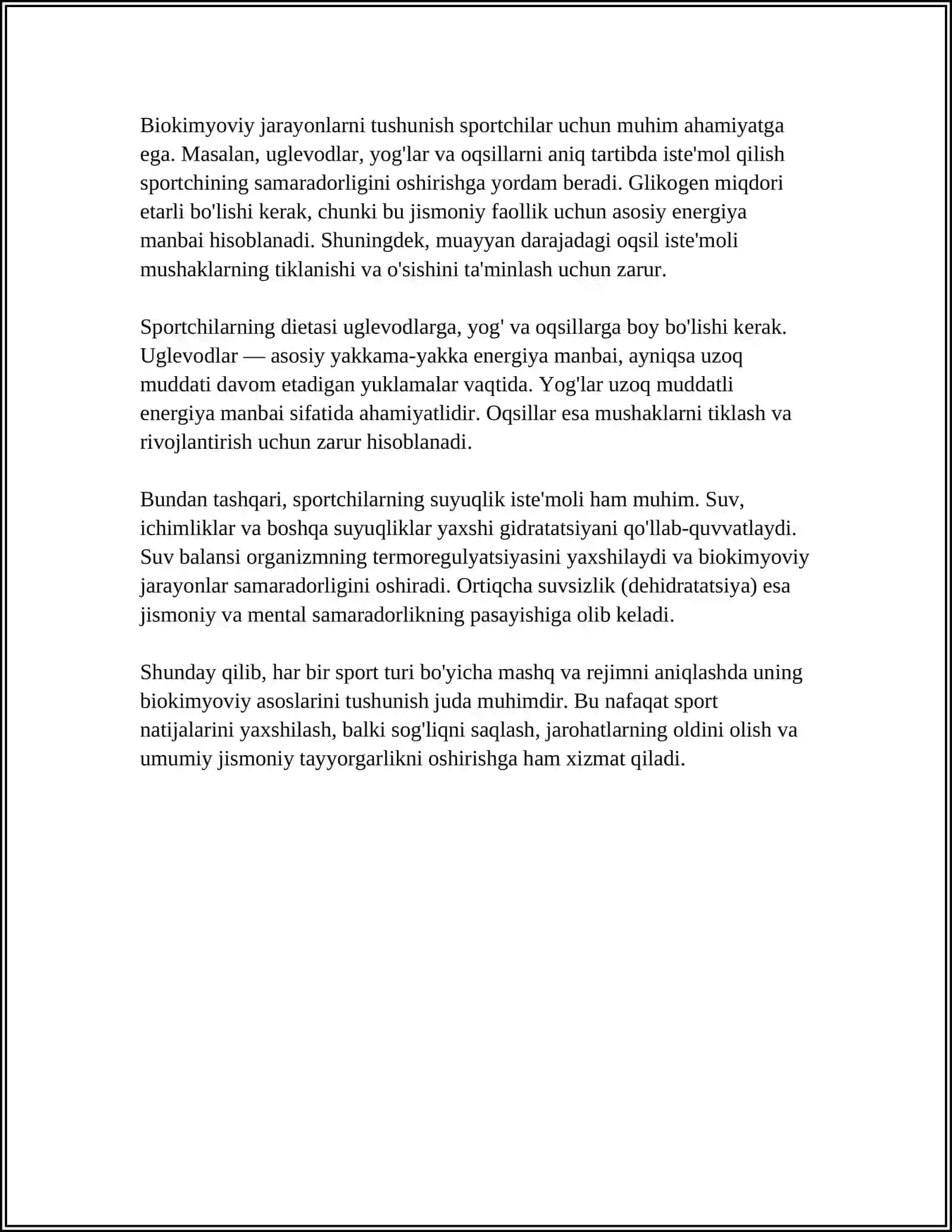 TANLAB OLINGAN SPORT TURLARIGA BIOKIMYOVIY XARAKTERISTIKA 4