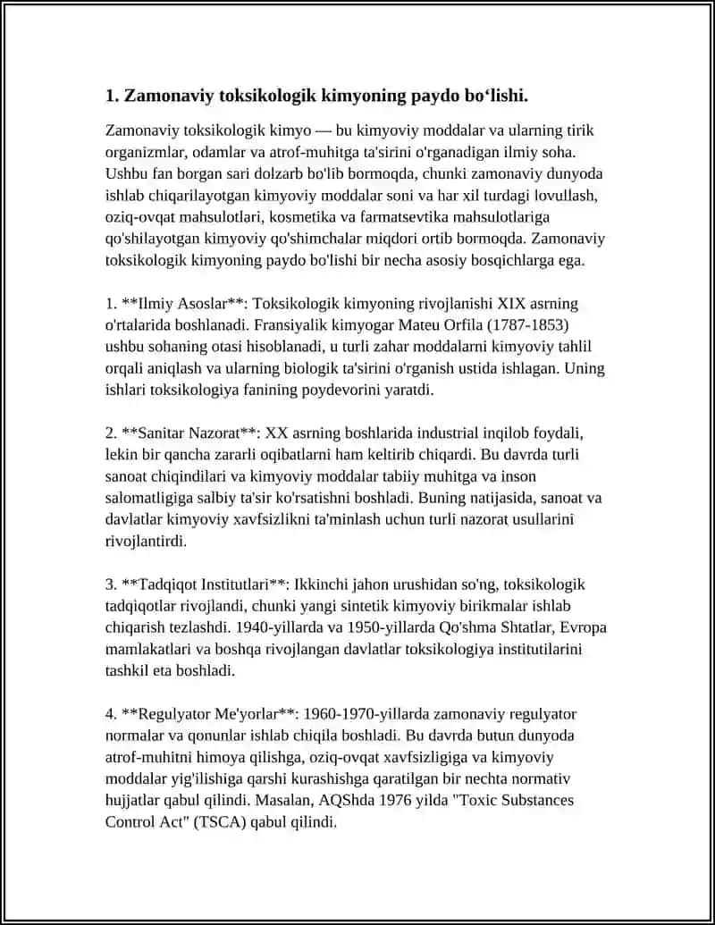 ZAMONAVIY TOKSIKOLOGIK KIMYONING QISQACHA TARIXI VAZIFALARI VA MUAMMOLARI 4