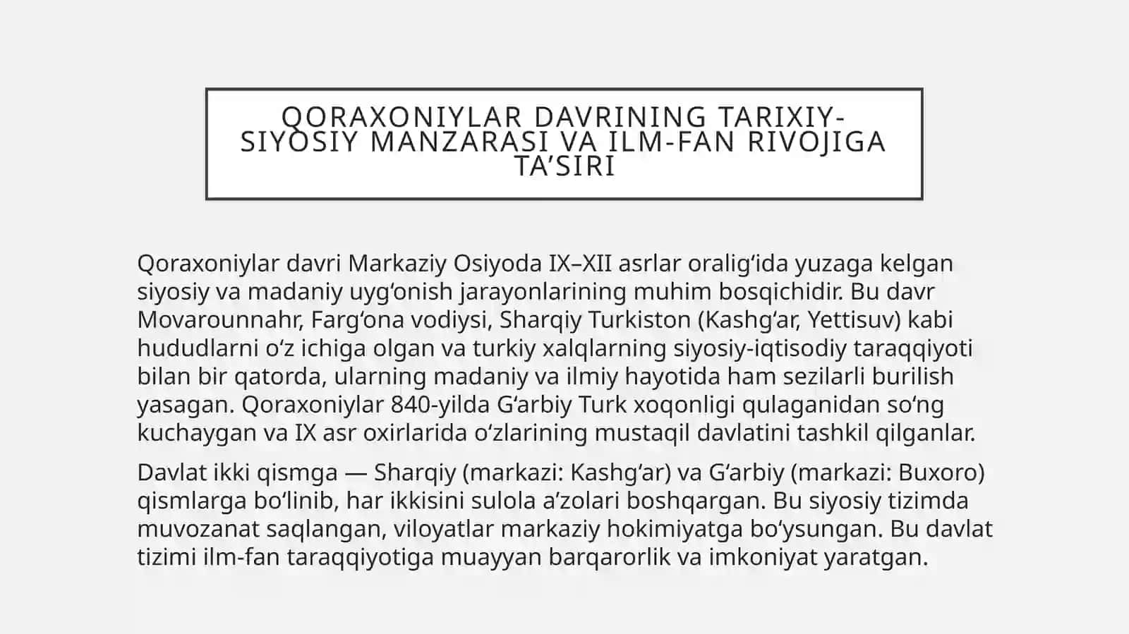 Qoraxoniylardavrida ilm-fan va madaniyatning rivoj topishi 4