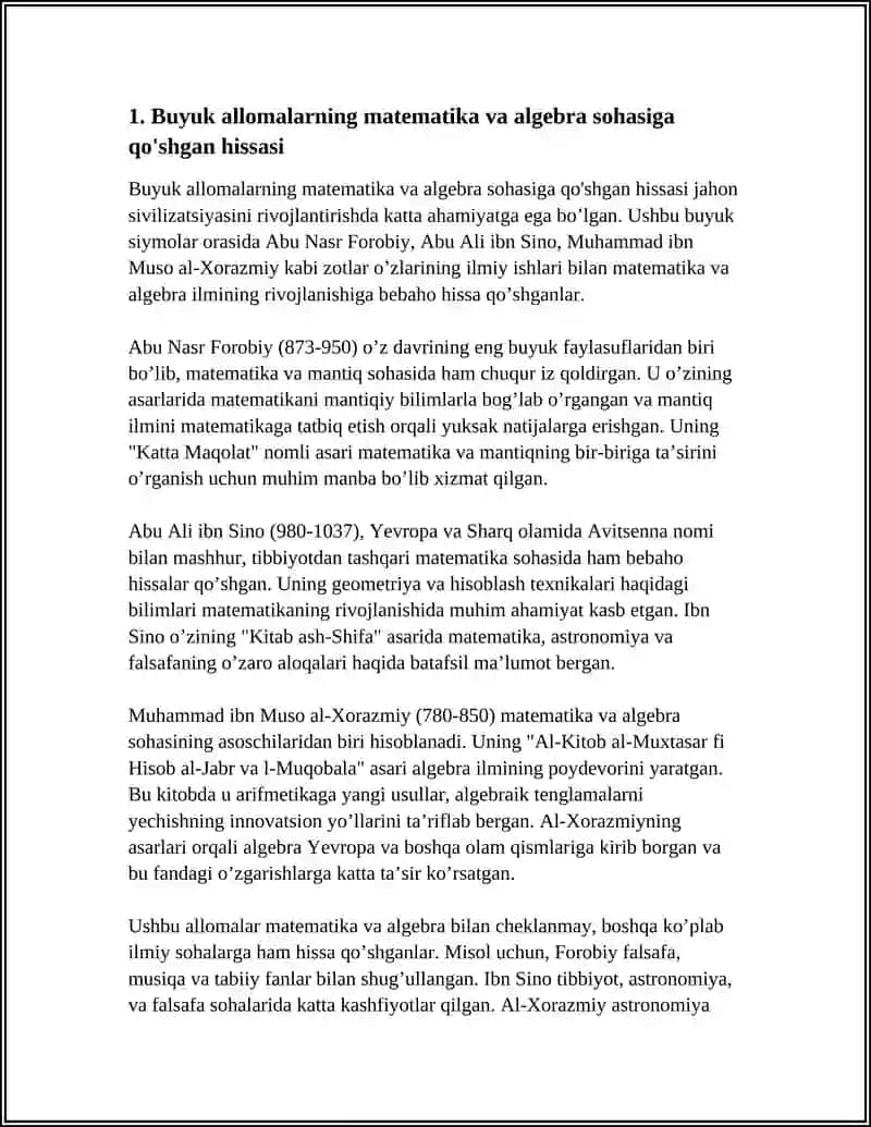Buyuk allomalarning matematika va algebra sohasiga qo'shgan hissasi 4