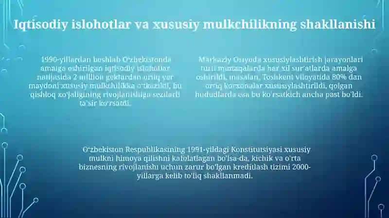 Iqtisodiy islohotlar va xususiy mulk shakllanishi 4